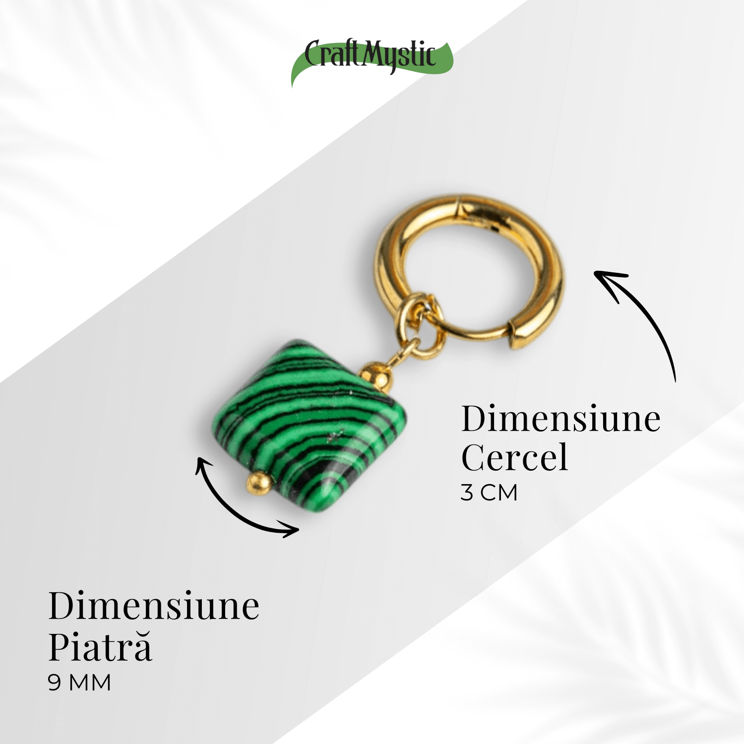 Energie Verde – Cercei cu Malachit Sintetic si Design Minimalist