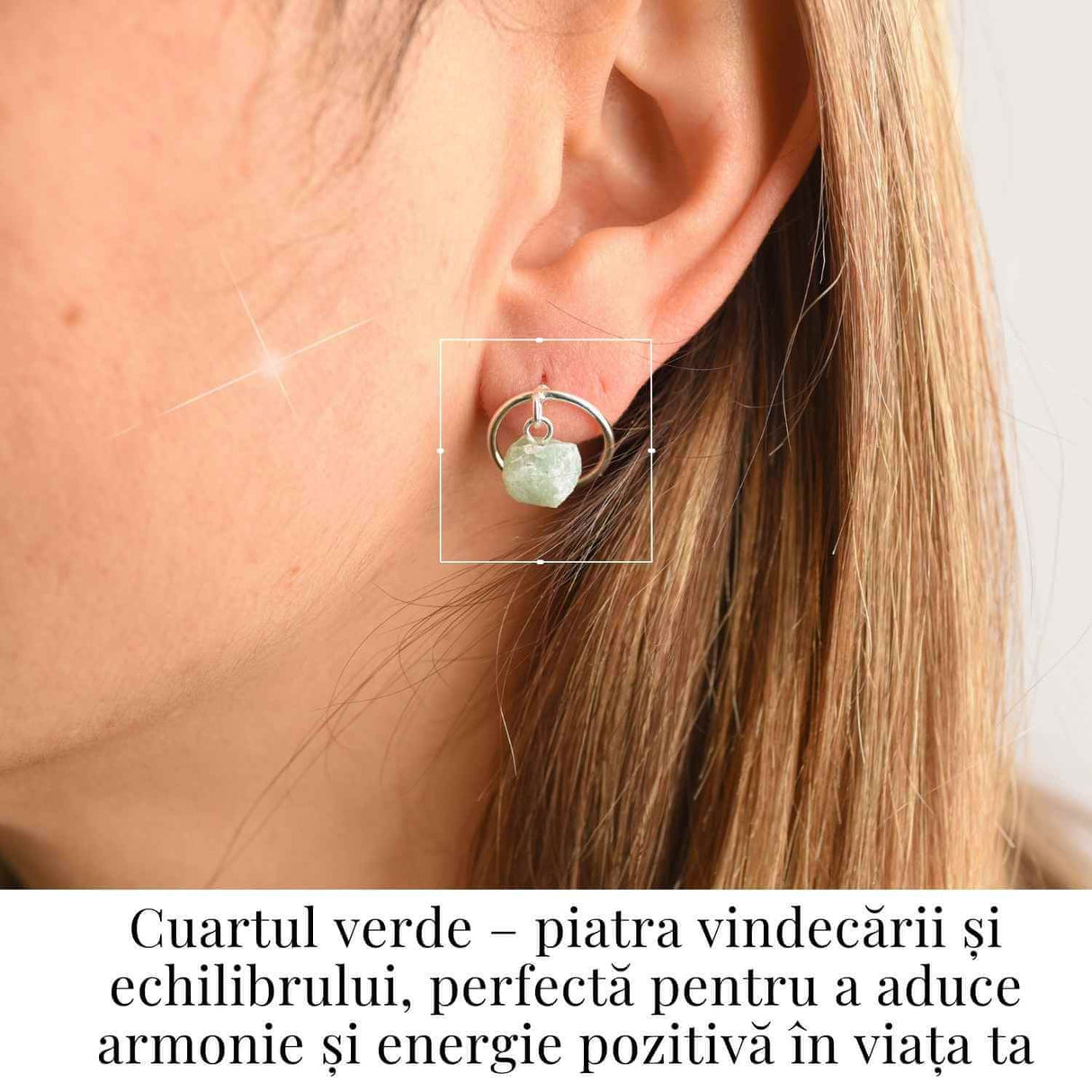 Cercei sferici cu Cuart Verde – Echilibru si Energie Pozitiva
