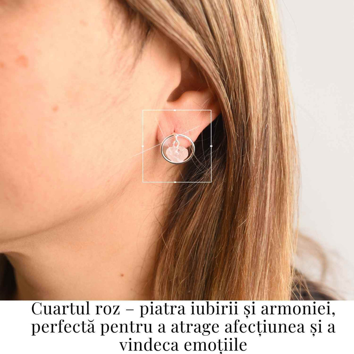 Cercei model sferic cu Cuart Roz – Iubire si Vindecare Emoționala