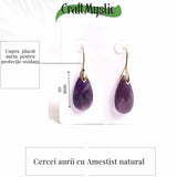 Cercei Aurii eleganti cu Ametist natural Fatetat – Eleganta si Calm Interioar