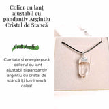 Colier cu pandantiv argintiu din cuart de stanca – Claritate si Energie Pozitiva
