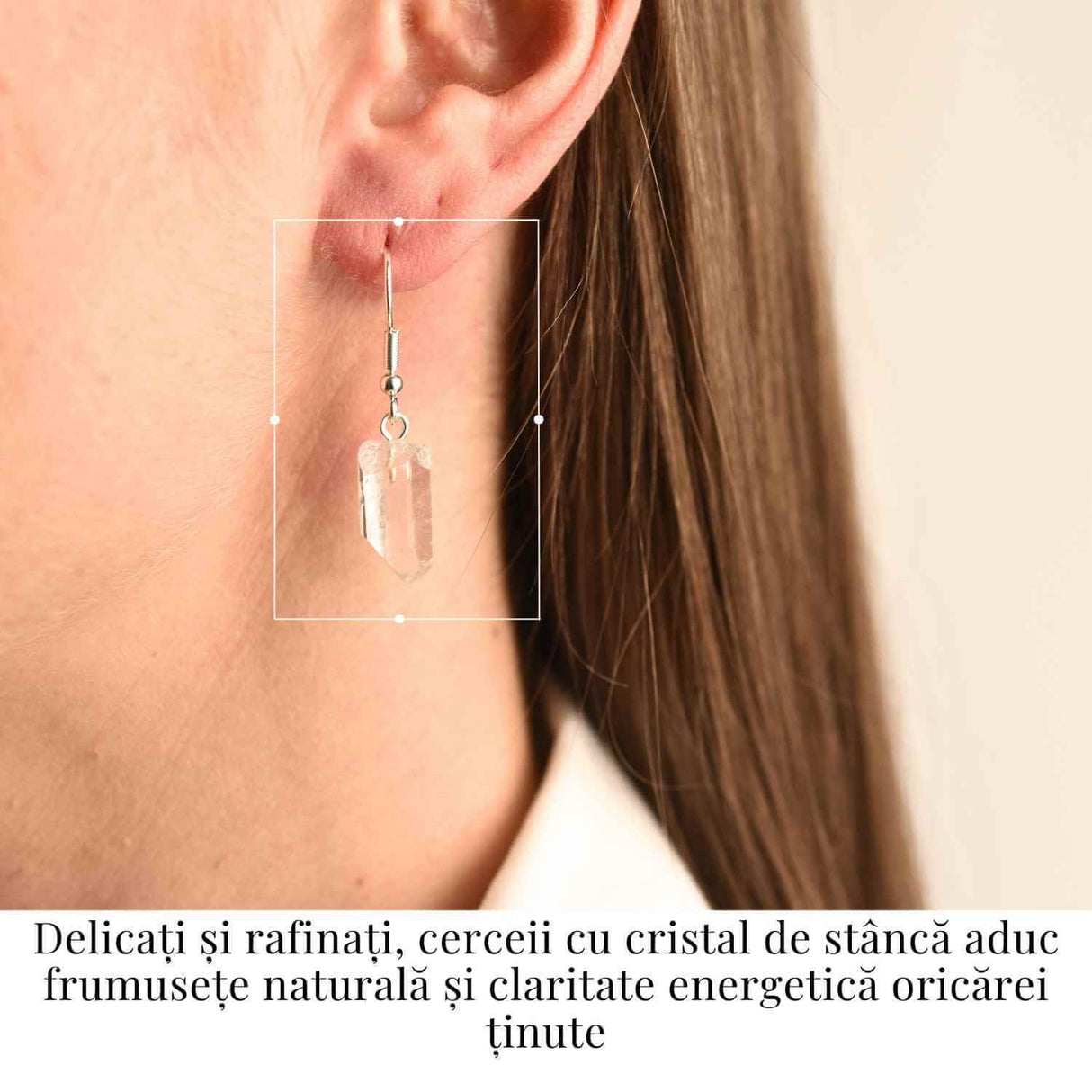 Cercei Argintii cu Cristal de Stanca, Claritate si Eleganta Naturala