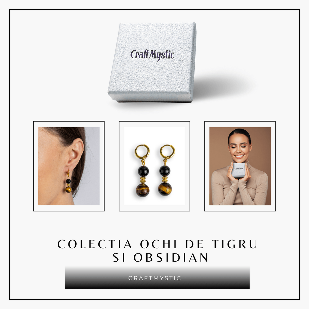 Echilibru si Putere – Cercei cu Ochi de Tigru si Obsidian