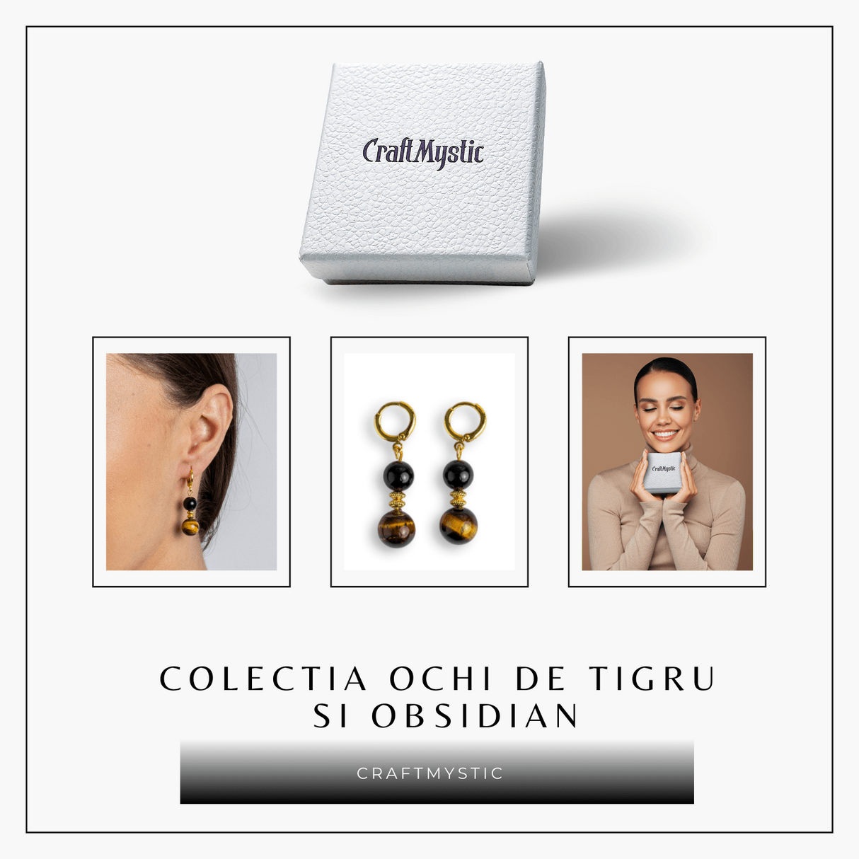 Echilibru si Putere – Cercei cu Ochi de Tigru si Obsidian