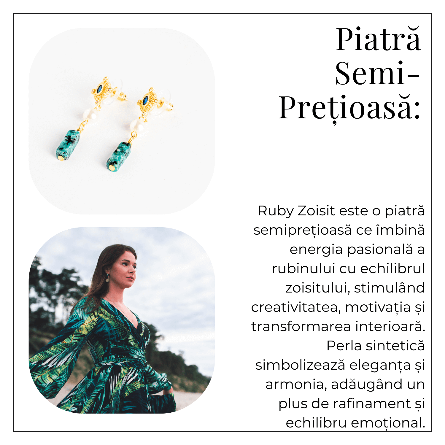 Cercei Aurii cu Perla Sintetica si Piatra de Ruby Zoisit – Eleganta si Echilibru Spiritual
