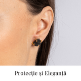 Protectie si Eleganta – Cercei cu Turmalina Neagra si Accente Aurii