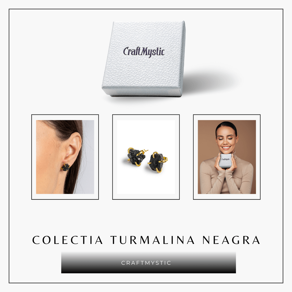 Protectie si Eleganta – Cercei cu Turmalina Neagra si Accente Aurii