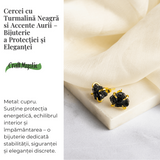 Protectie si Eleganta – Cercei cu Turmalina Neagra si Accente Aurii