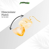 Cercei Aurii cu Triplu Piatra de Citrin Brut – Putere si Energie Pozitiva