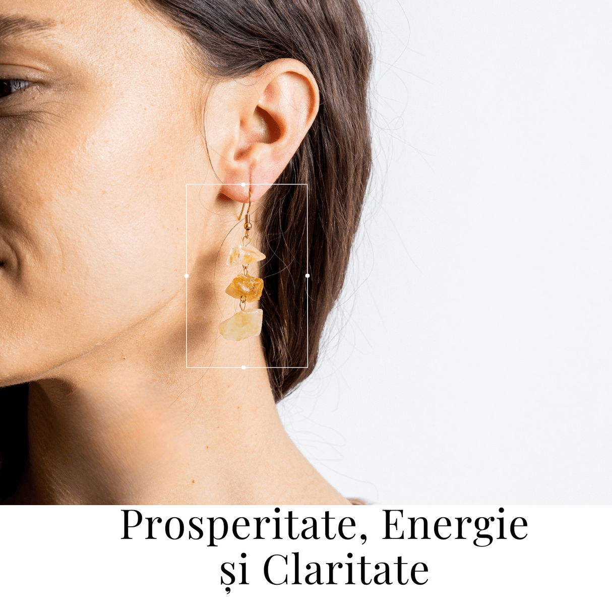 Cercei Aurii cu Triplu Piatra de Citrin Brut – Putere si Energie Pozitiva