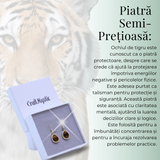 Cercei aurii ochi de tigru oval, pentru protectie si curaj