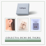 Cercei aurii ochi de tigru oval, pentru protectie si curaj