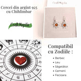 Cercei Argint 925 cu Chihlimbar Forma de Soare - Stralucire si Vitalitate