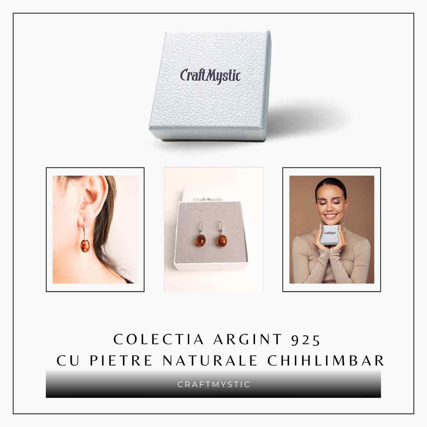 Cercei Ovali din argint 925 cu Chihlimbar Natural – Protectie si Eleganta