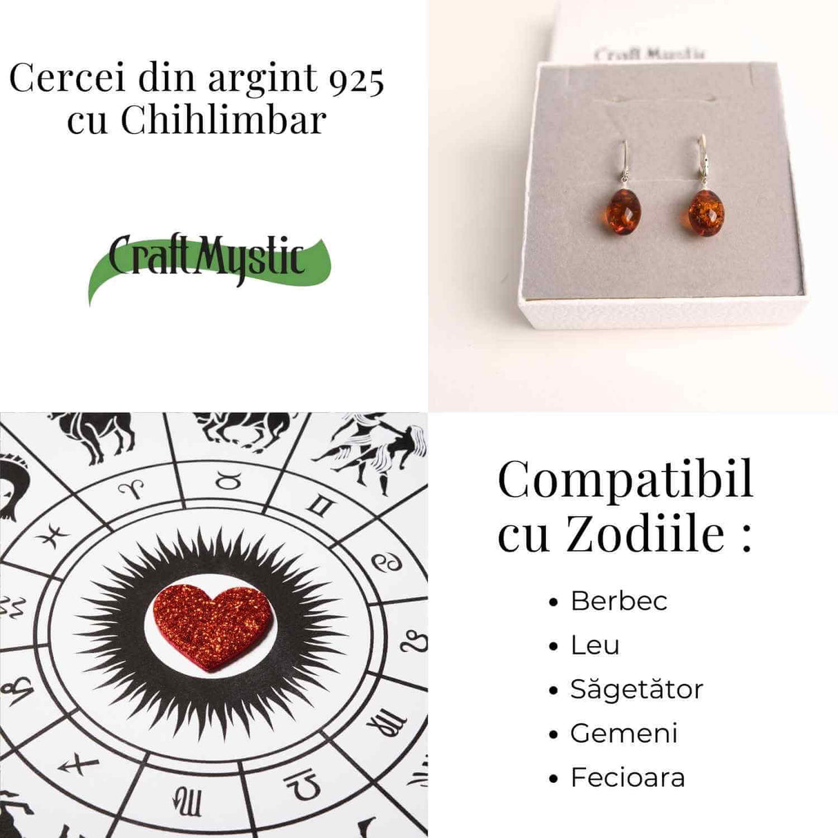 Cercei Ovali din argint 925 cu Chihlimbar Natural – Protectie si Eleganta