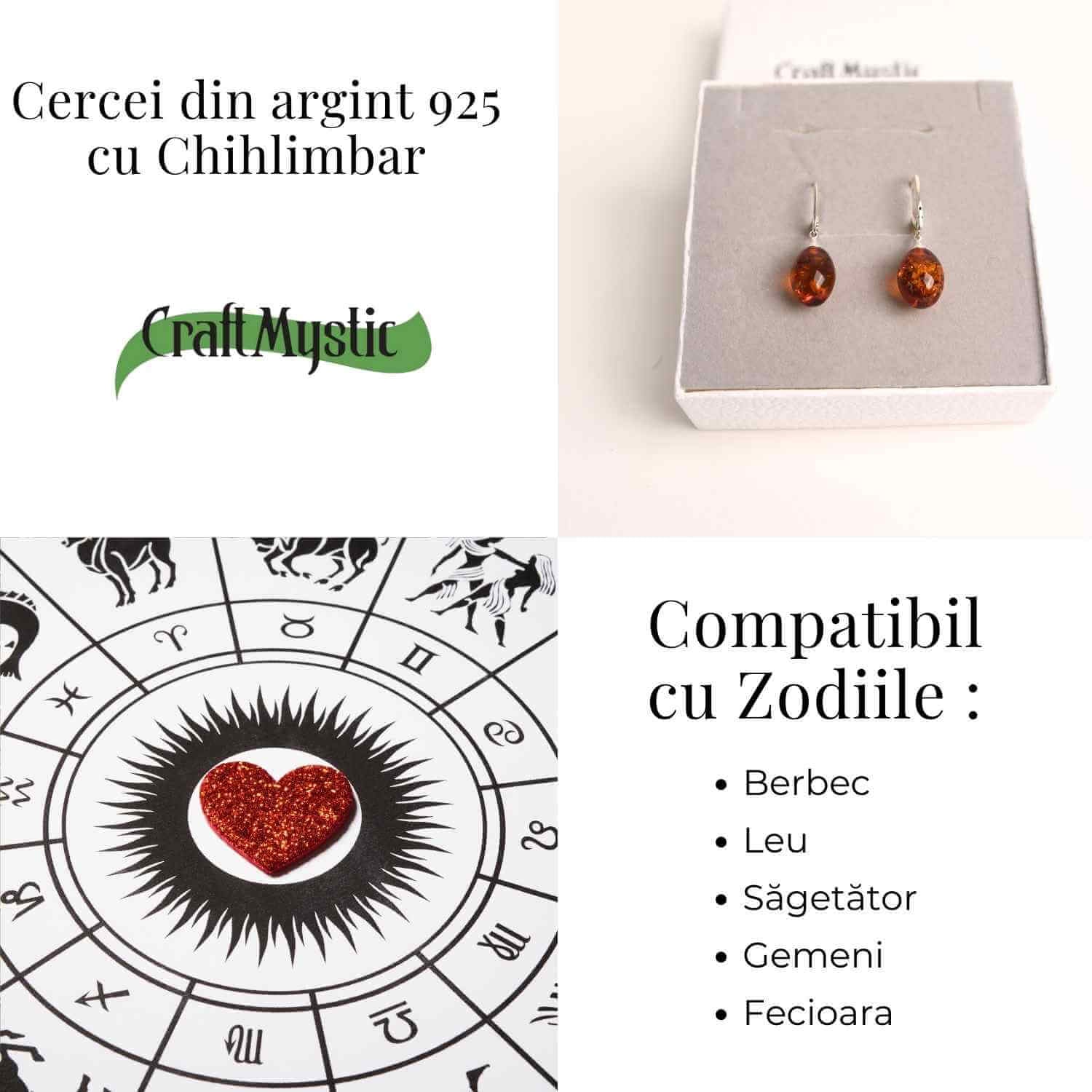 Cercei Ovali din argint 925 cu Chihlimbar Natural – Protectie si Eleganta