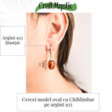 Cercei Ovali din argint 925 cu Chihlimbar Natural – Protectie si Eleganta