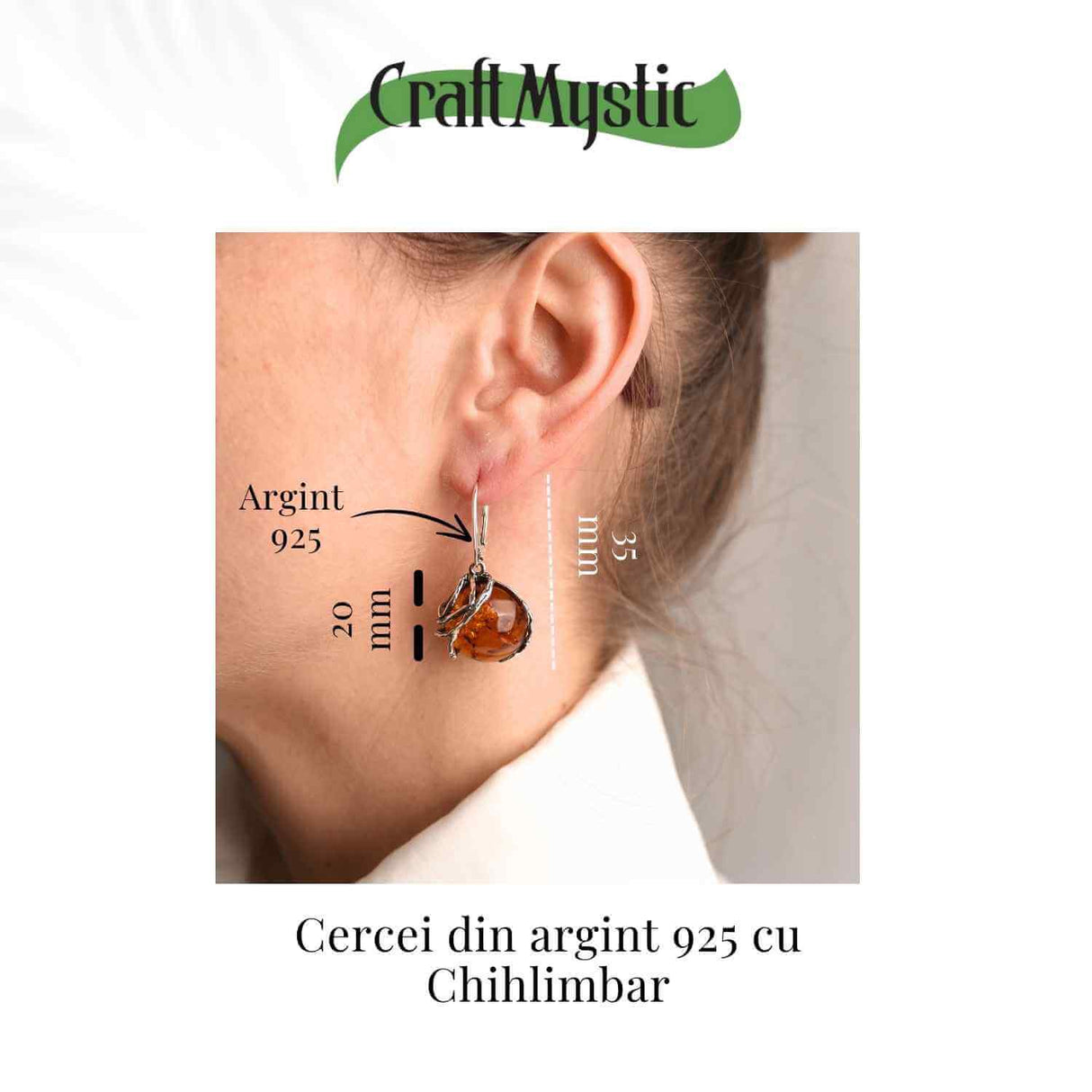 Cercei Argint 925 cu Chihlimbar - Eleganta si Protectie Naturala