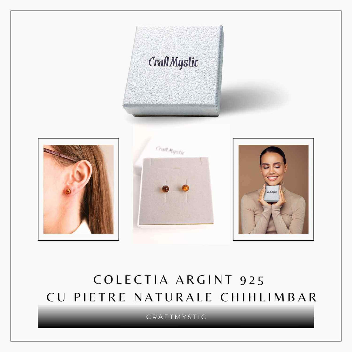 Cercei Argint 925 cu Chihlimbar Bobita - Eleganta si Energie Pozitiva
