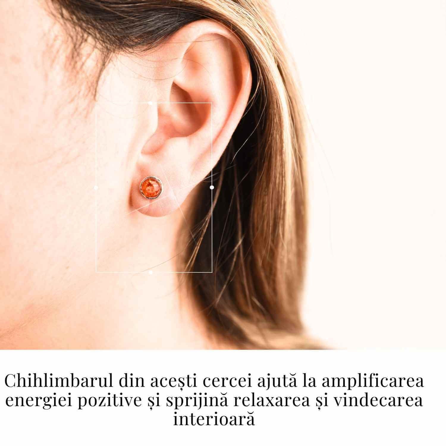 Cercei rotunzi argint 925 cu Chihlimbar Natural – Energie Pozitiva si Eleganta