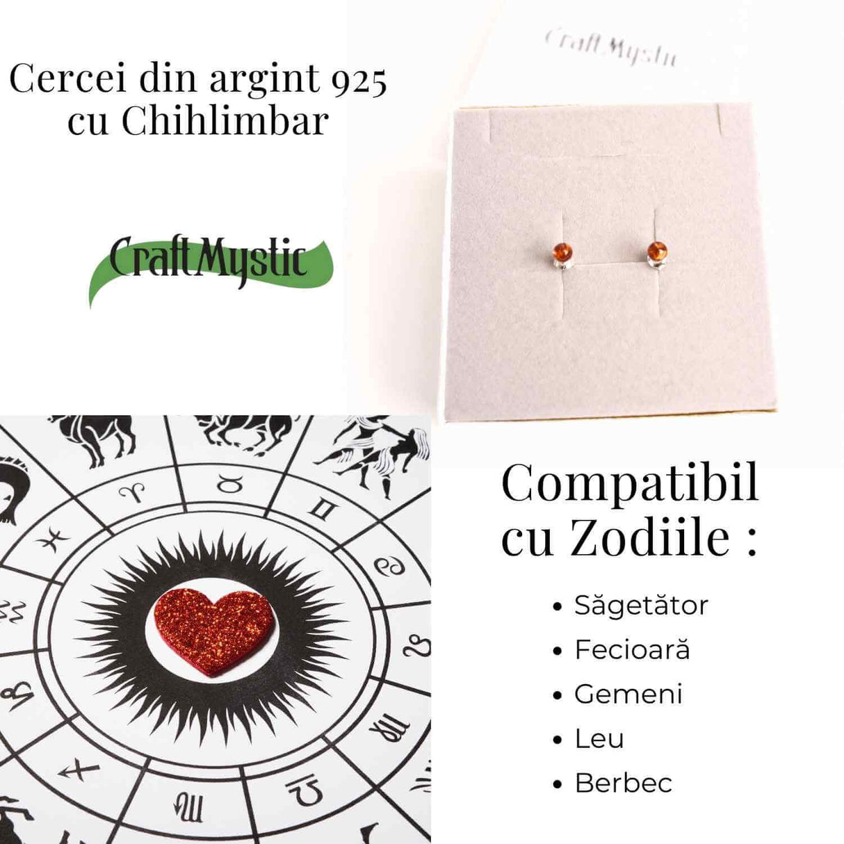 Cercei Argint 925 cu Chihlimbar Bobita - Eleganta si Energie Naturala
