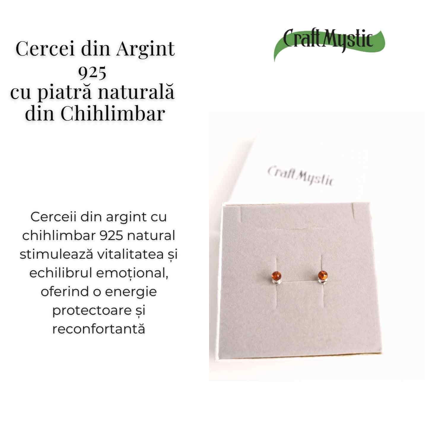 Cercei Argint 925 cu Chihlimbar Bobita