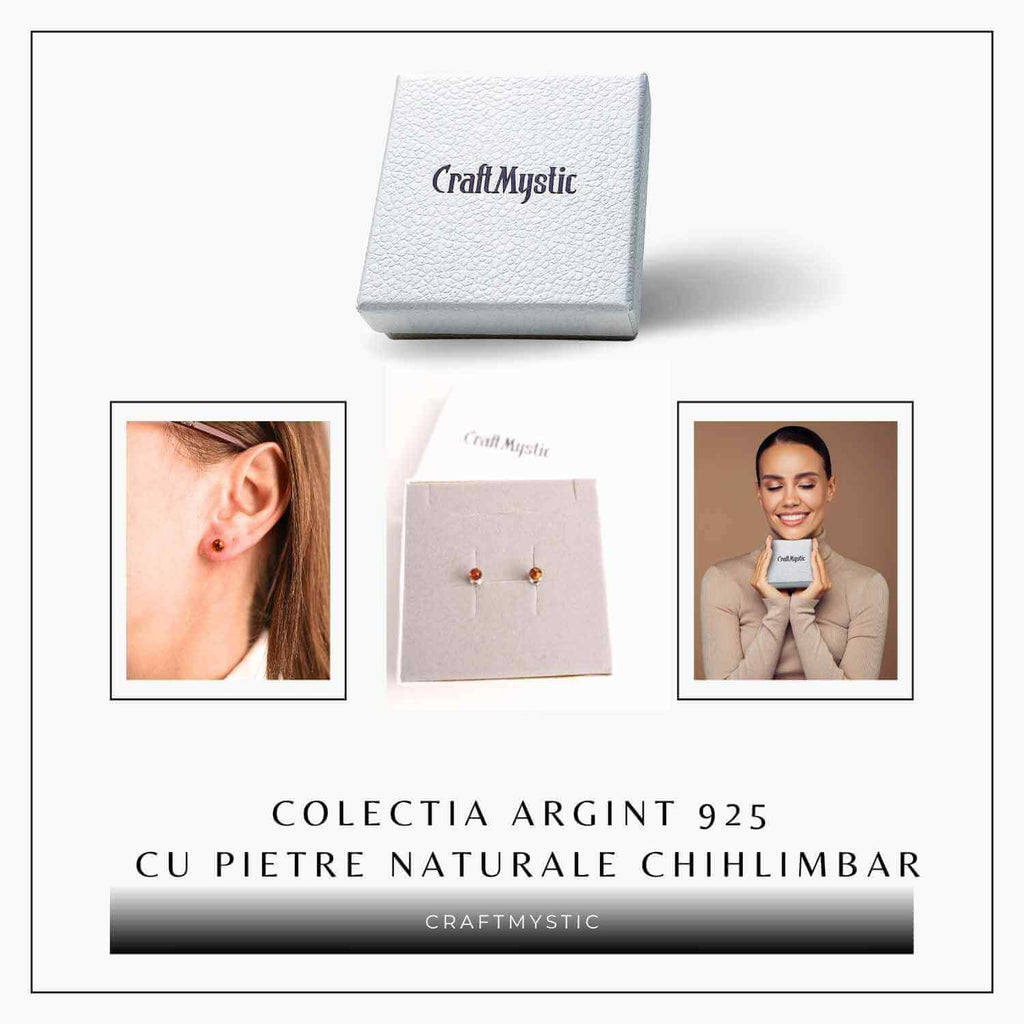Cercei Argint 925 cu Chihlimbar Bobita