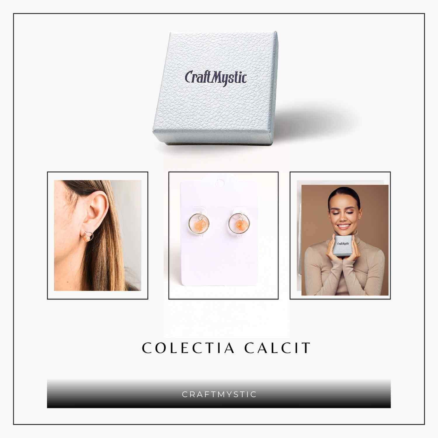 Cercei model sferic cu Calcit Brut – Energie Pozitiva si Echilibru