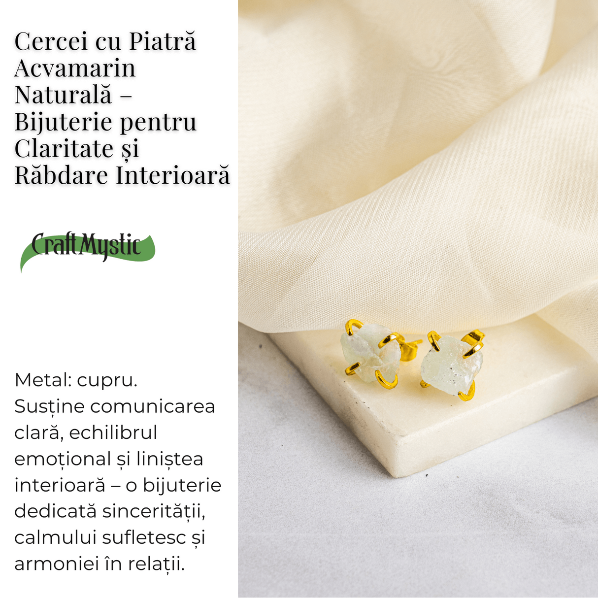 Talismanul Claritatii – Cercei cu Piatra Acvamarin Naturala