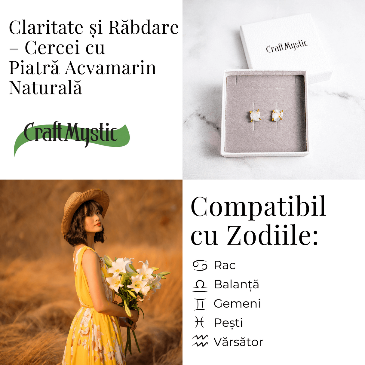 Talismanul Claritatii – Cercei cu Piatra Acvamarin Naturala