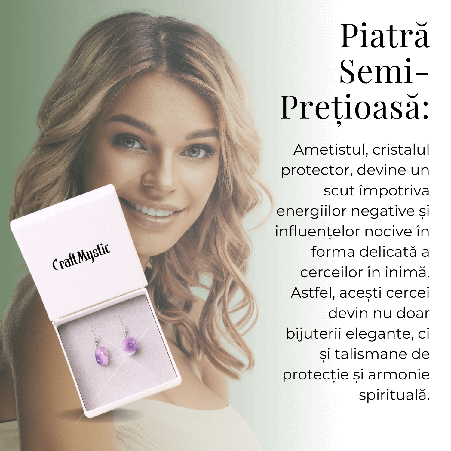 Cercei Argintii cu Ametist Natural Brut in Forma Neregulata