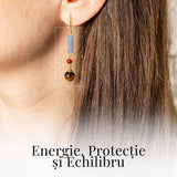 Cercei cu Lapis Lazuli, Agat Rosu si Ochi de Tigru - Energie si Protectie