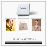 Colier cu lant argint 925 si pandantiv argintiu cu 3 pietre de Acvamarin – Calm si Eleganta