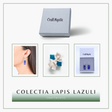 Cercei cu Pietre Semipretioase Lapis Lazuli dreptunghiular,i tortita argintie, pentru claritate si echilibru