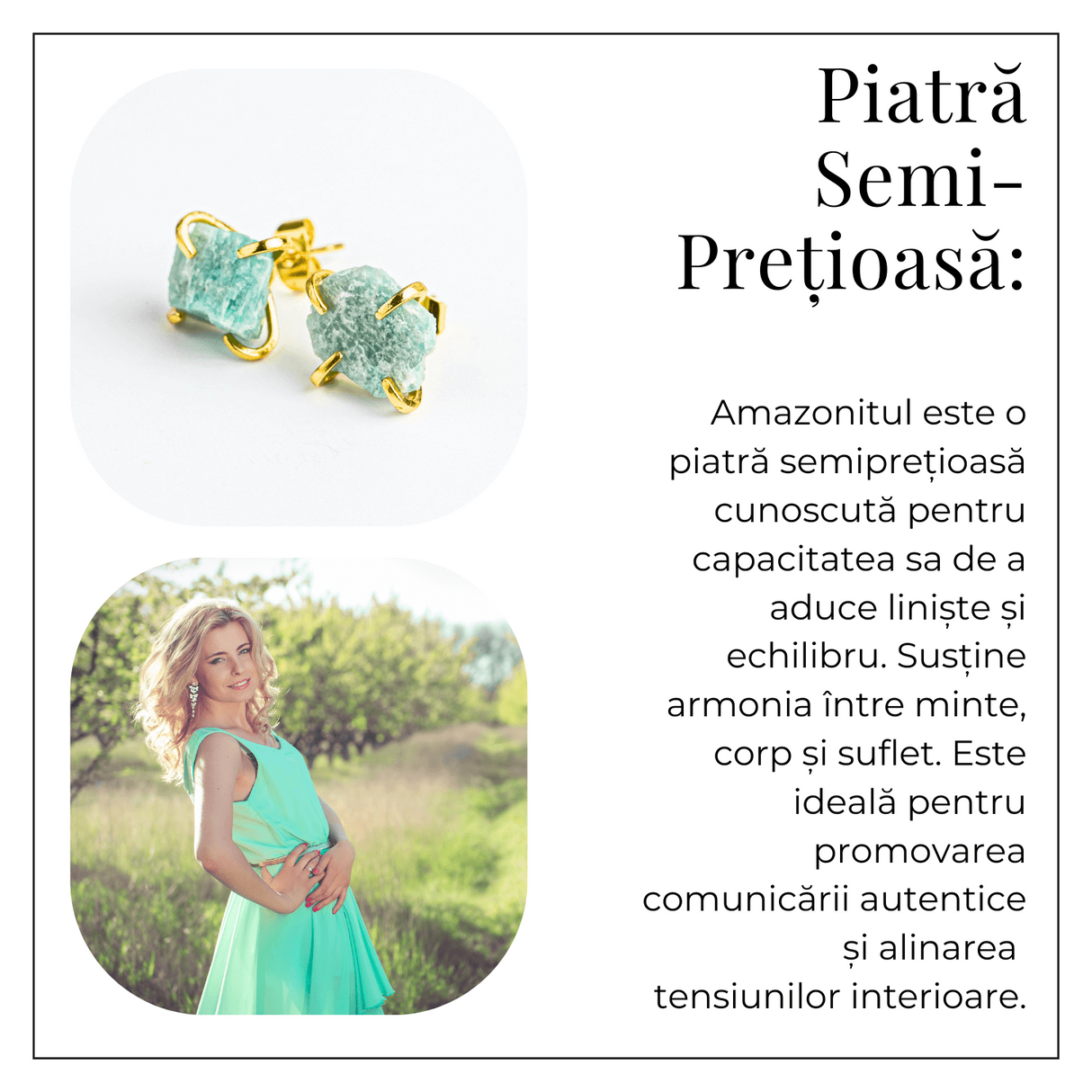 Liniste si Armonie – Cercei cu Amazonit si Finisaj Auriu