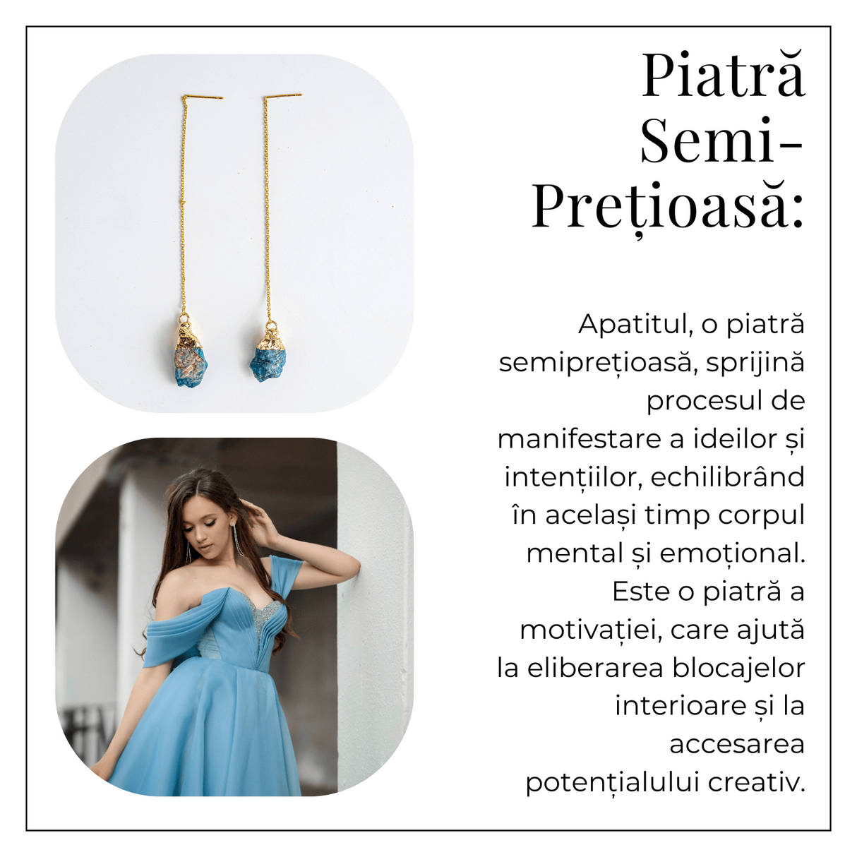 Claritate si Inspiratie – Cercei Lungi cu Apatit Brut