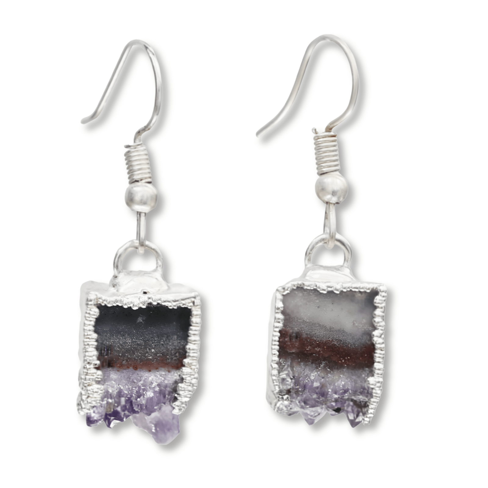 Cercei Argintii din Ametist Druzy Natural 15 mm