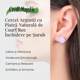 Cercei Eleganti cu Cuart roz Natural, inchidere pe surub, pentru iubire si armonie