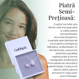 Cercei Eleganti cu Cuart roz Natural, inchidere pe surub, pentru iubire si armonie