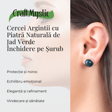 Cercei Eleganti cu Jad Verde, inchidere pe surub, pentru echilibru si protectie