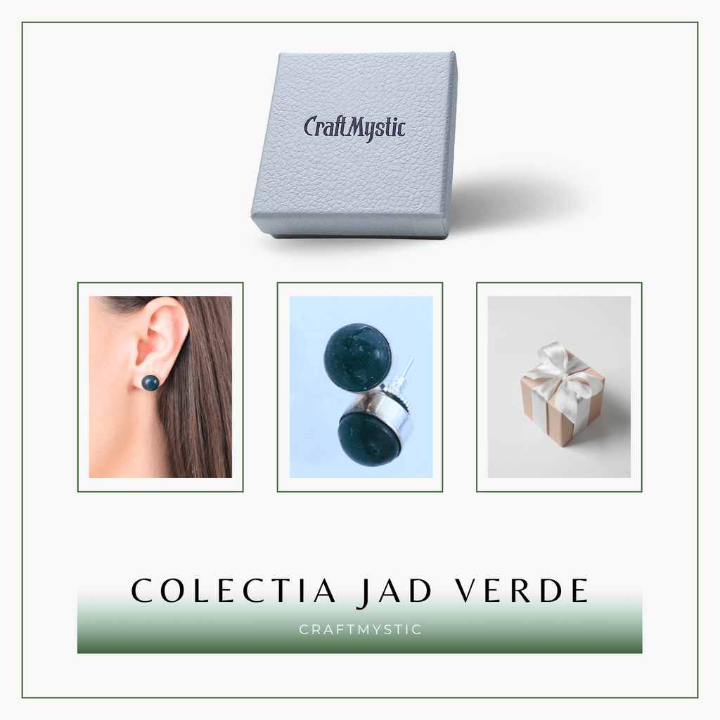 Cercei Eleganti cu Jad Verde, inchidere pe surub, pentru echilibru si protectie