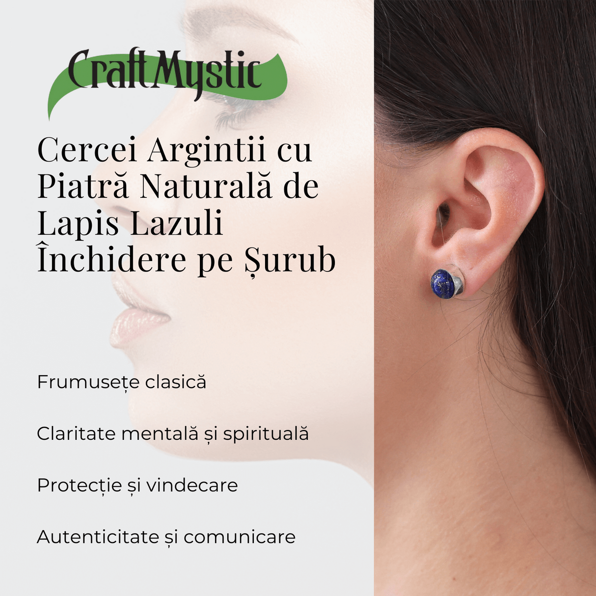 Cercei Eleganti cu Lapis Lazuli Natural, pentru claritate mentala si intelepciune