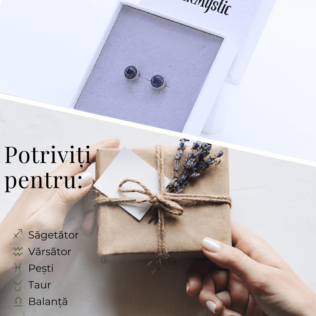 Cercei Eleganti cu Lapis Lazuli Natural, pentru claritate mentala si intelepciune