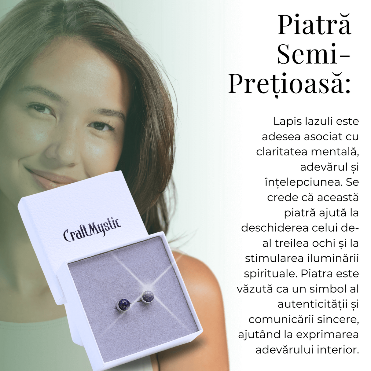 Cercei Eleganti cu Lapis Lazuli Natural, pentru claritate mentala si intelepciune