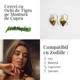 Cercei Eleganti cu Ochi de Tigru Natural Fatetat - Protectie si Claritate