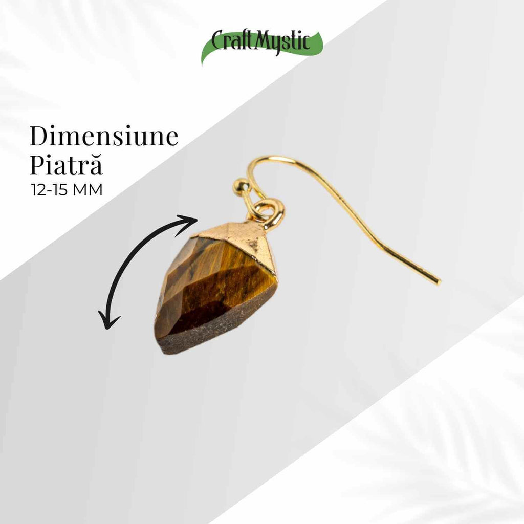 Cercei Eleganti cu Ochi de Tigru Natural Fatetat