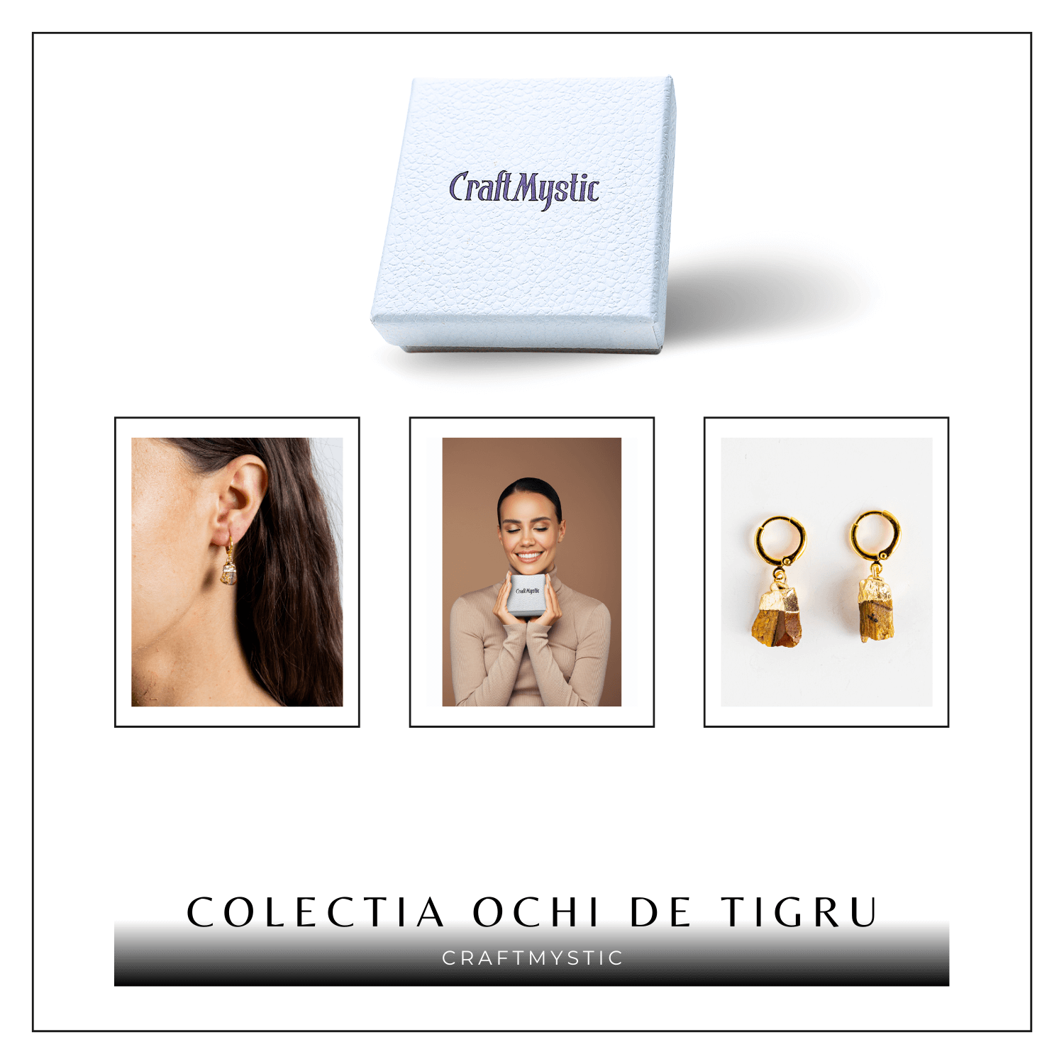 Cercei Aurii cu Ochi de Tigru Brut Natural – Putere si Protectie