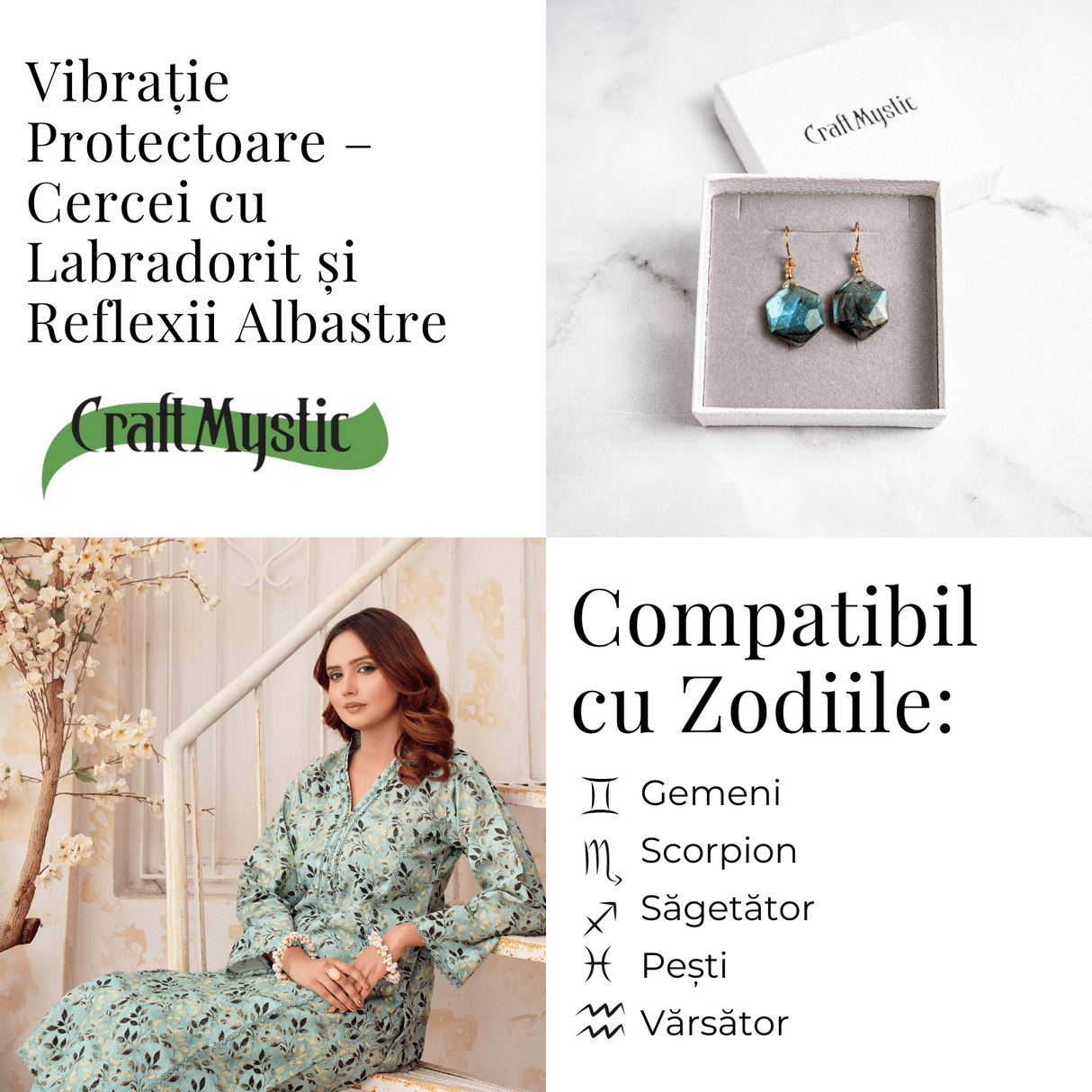Vibratie Protectoare – Cercei cu Labradorit si Reflexii Albastre