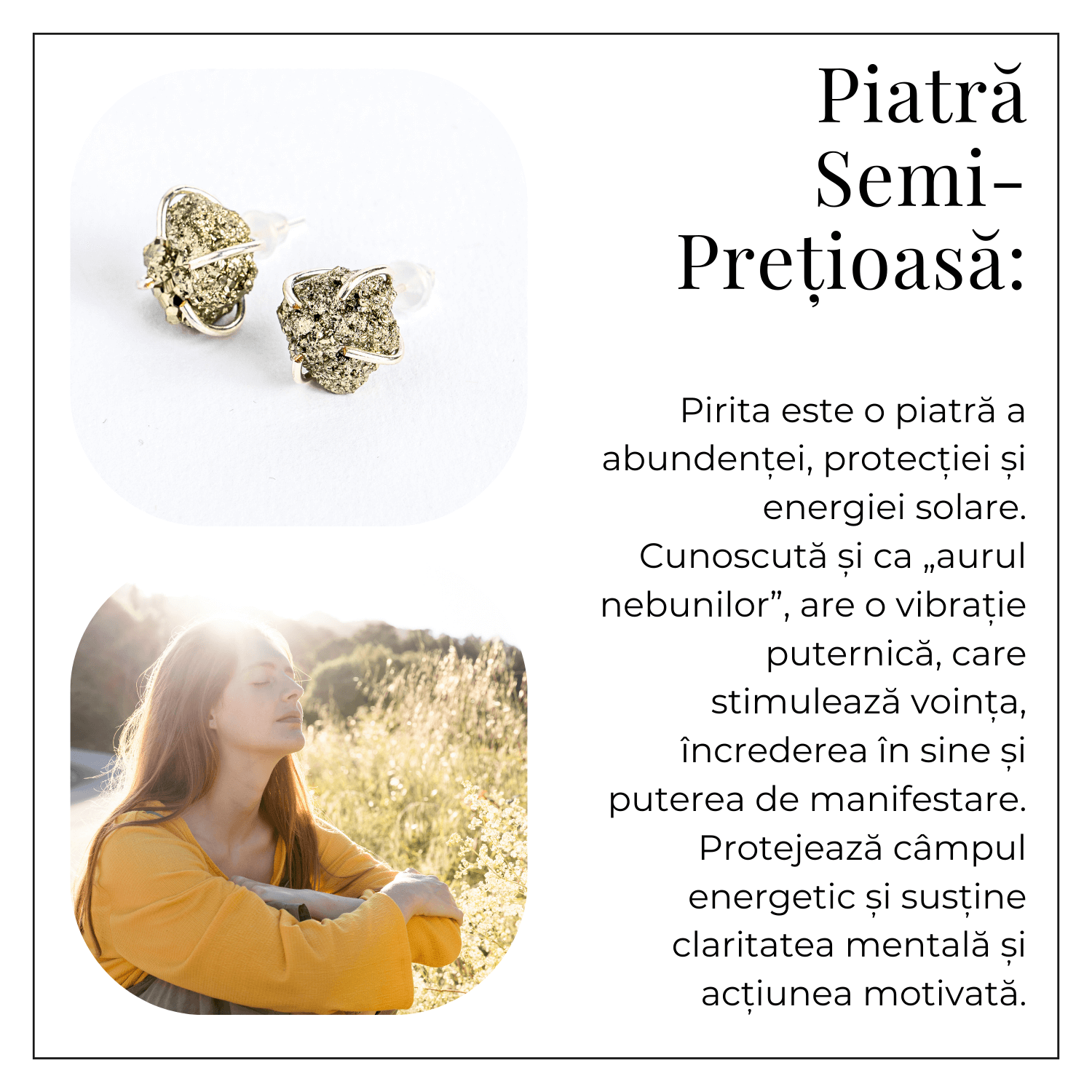 Cercei argintii cu Pirita bruta – Abundenta, incredere si protectie energetica