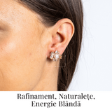 Floare de lumina – Cercei cu perla naturala si design floral